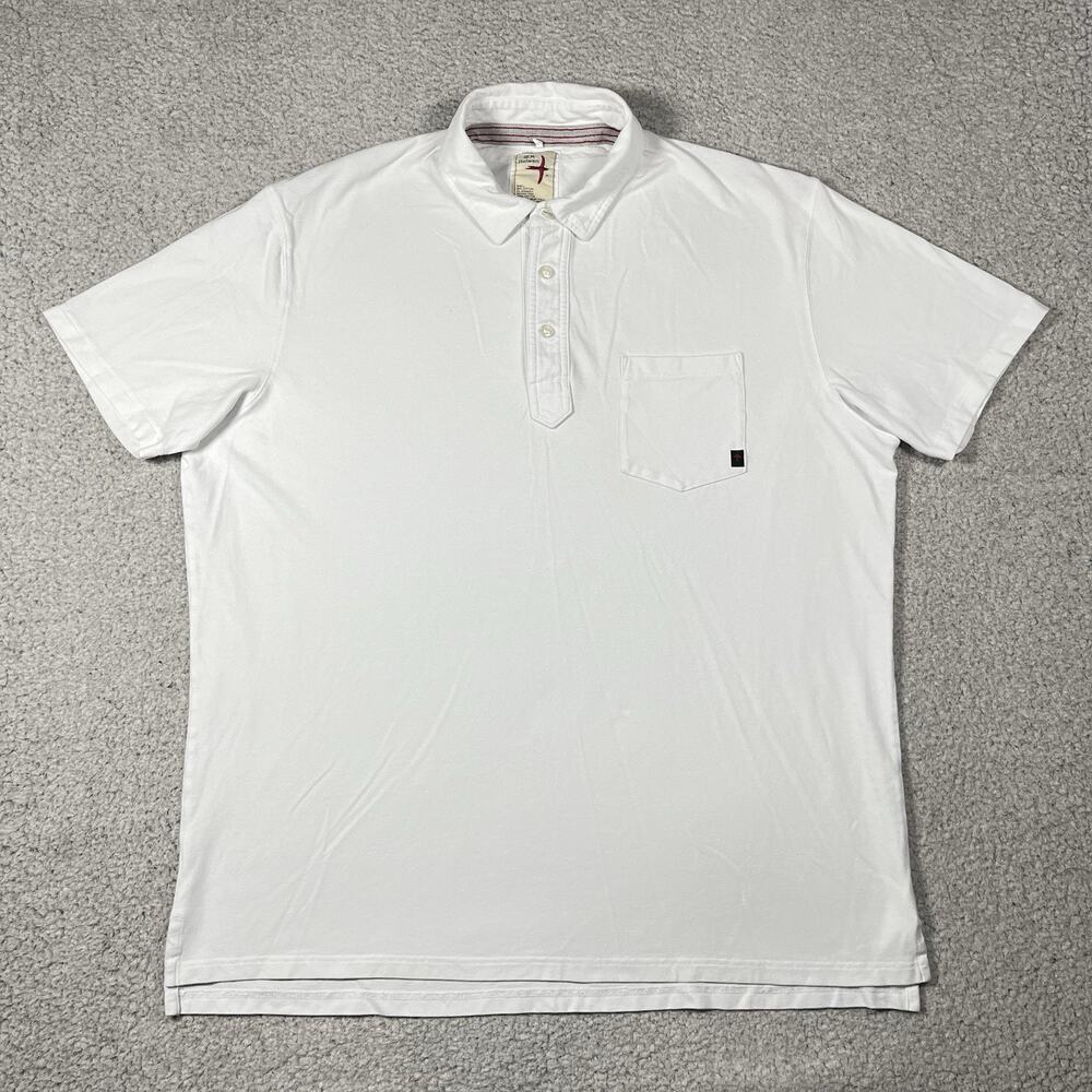 Relwen Polo Shirt Mens 2XL White Cotton Short Sleeve Pocket Pique Casual